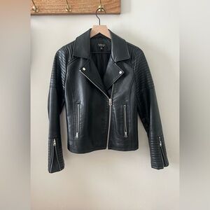 Topshop Black Faux Leather Motorcycle Jacket